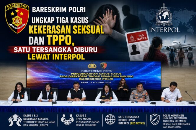
 Bareskrim Polri Ungkap Tiga Kasus Kekerasan Seksual dan TPPO, Satu Tersangka Diburu Lewat Interpol