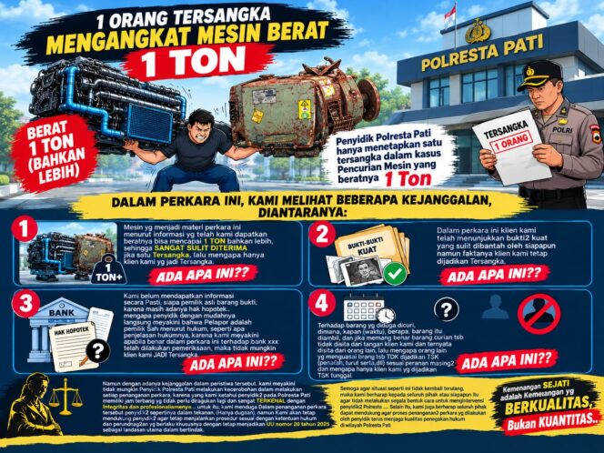 
 Mesin Seberat Satu Ton Jadi Sorotan, Penasihat Hukum Utomo Pertanyakan Penetapan Tersangka