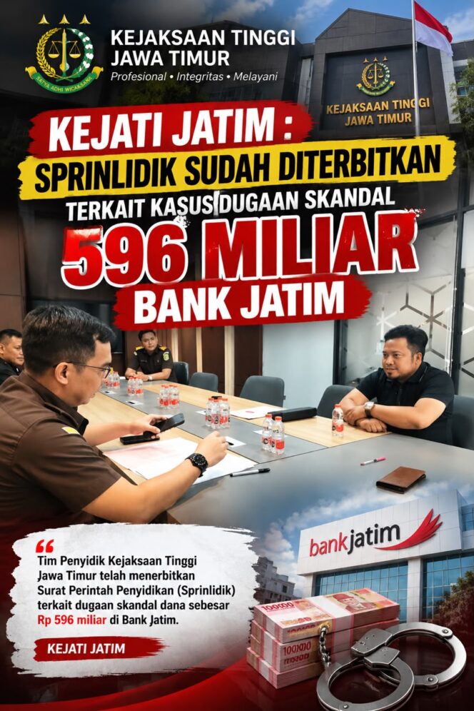 
 Kejati Jatim Mulai Selidiki Dugaan Tipidkor di Bank Jatim, Laporan APMP Masuk Tahap Penyelidikan