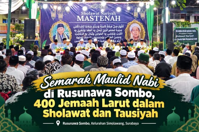 
 Ratusan Jemaah Padati Rusunawa Sombo, Peringatan Maulid Nabi Diwarnai Sholawat dan Berbagi Sembako
