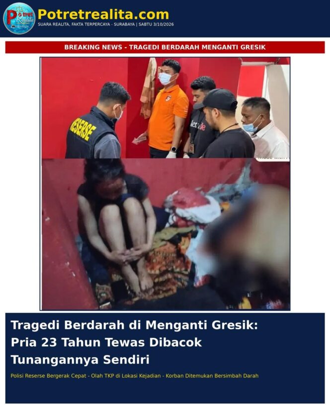 
 Tragis! Pemuda 23 Tahun Tewas Dibacok Tunangan di Desa Randupadangan Gresik