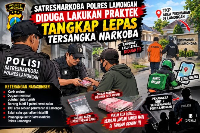 
 Diduga Satresnarkoba Polres Lamongan Lakukan Praktek Tangkap Lepas, Ini Kata Kapolres