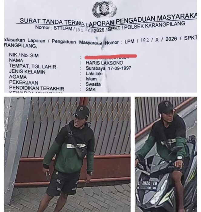 
 Wajah Terduga Maling Motor di Karangpilang Terekam CCTV, Korban Berharap Polisi Segera Tindaklanjuti