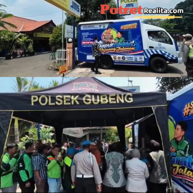 
 Wujud Kepedulian Polri, Sat Lantas Polrestabes Surabaya Layani Ojol hingga Lansia Lewat Dapur Gratis