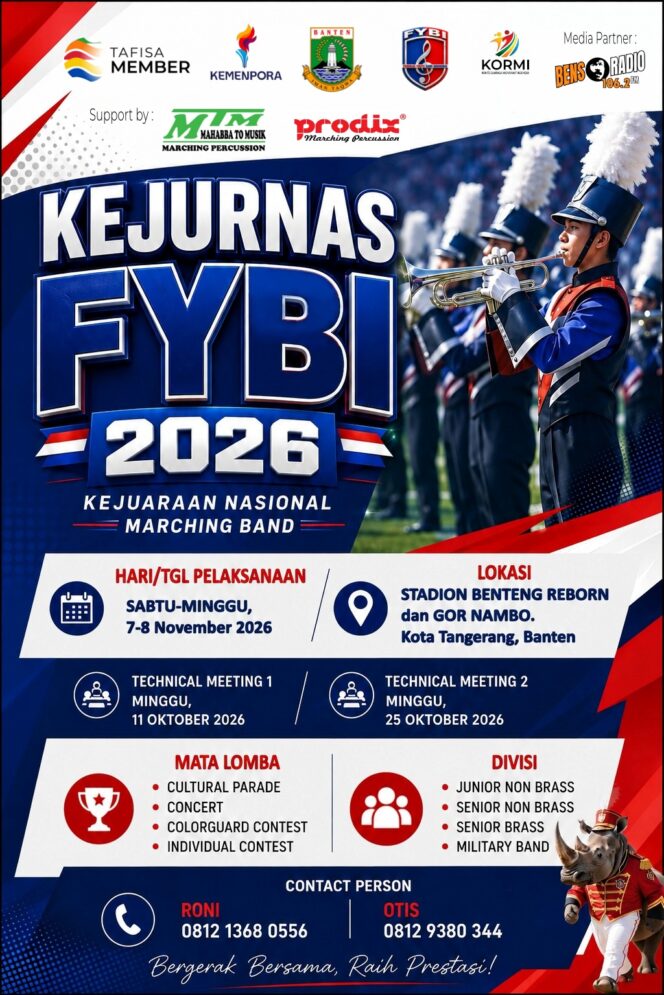 
 Kejurnas FYBI 2026 Digelar di Tangerang, 44 Tim Marching Band Berebut Prestasi Nasional